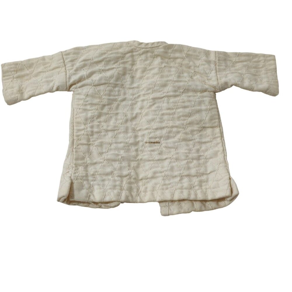 Vintage Kimono Quilted Pattern Fashion Doll Jacket Robe Cream Open Front FLAWS - Picture 3 of 5